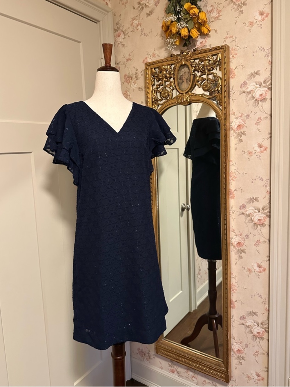 NWT Lilly Pulitzer Dress Kathie 0 Navy Tanzanian Clip - Picture 3 of 10